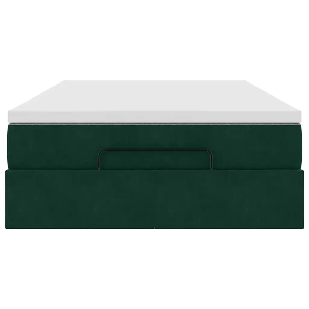 Pouf Letto con Materasso Verde Scuro 120x190 cm Velluto