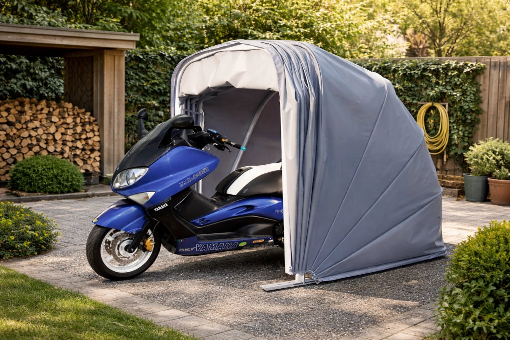 Motobox a Chiocciola Copertura Box in PVC 360x140xh180 cm per Moto Scooter Grigio