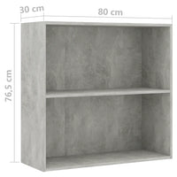 Libreria a 2 Ripiani Grigio Cemento 80x30x76,5 cm in Truciolato cod mxl 59294