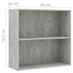 Libreria a 2 Ripiani Grigio Cemento 80x30x76,5 cm in Truciolato cod mxl 59294