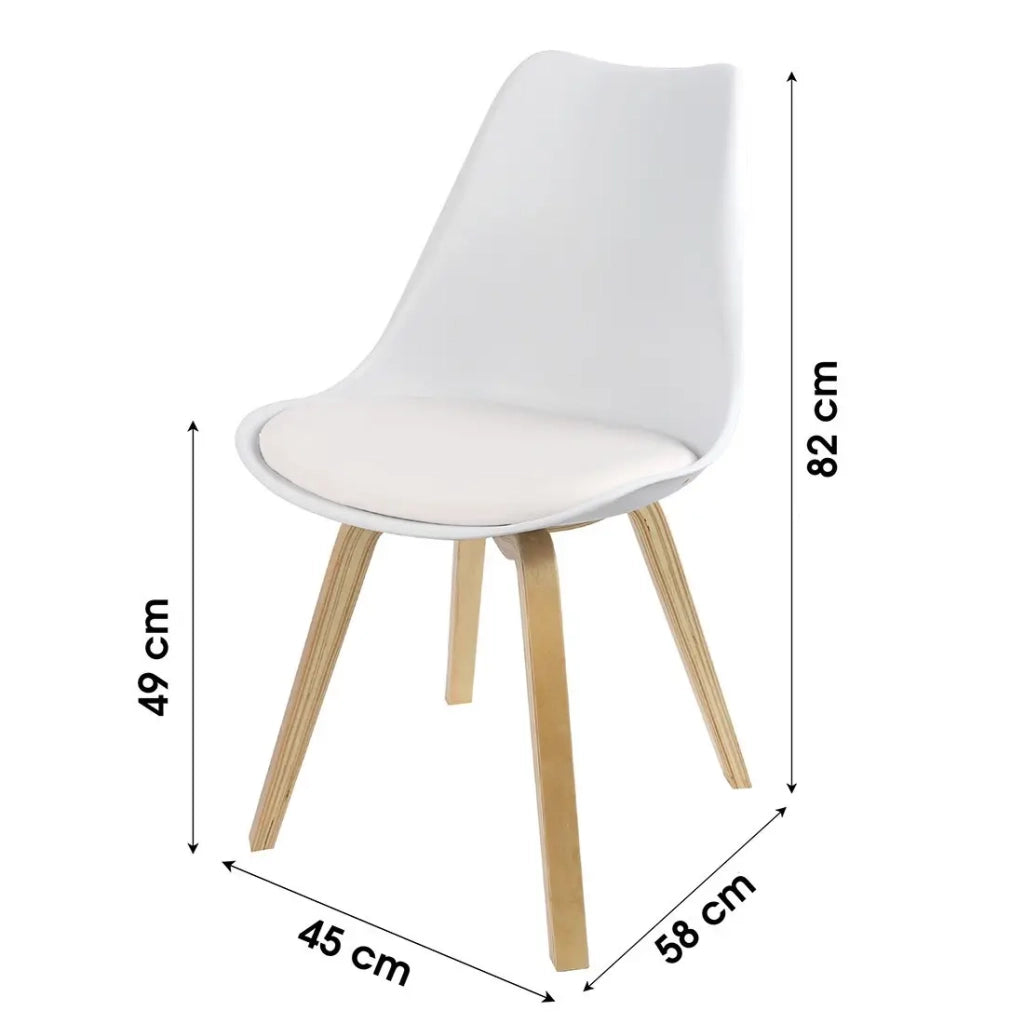 Set di 4 sedie design bianche con cuscino collezione MIA