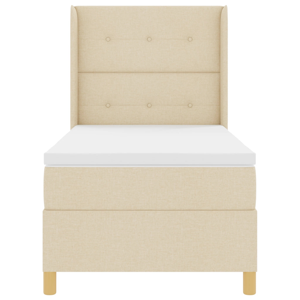 Letto a Rete con Materasso Crema 100x200 cm Tessuto