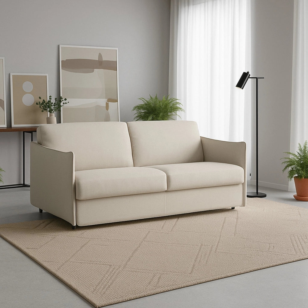 Varedo, Divano Fisso 2 Posti Sfoderabile Made in Italy, 180x95x90h cm Beige