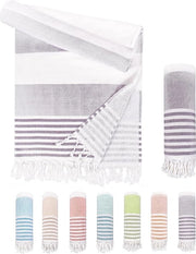 Fouta hammam in bad stoffa con frange manuale - 100% cotone XXL hamamdoek 95x180 cm - OEKO-TEX 100 pestemal lenzuolo da spiaggia - asciugamano per sauna & lenzuolo da spiaggia (Grigio)