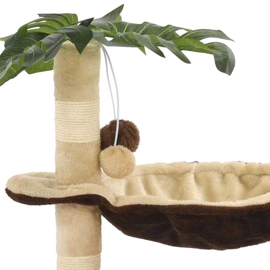 Tiragraffi albero per gatti cuccia per gatti peluche in sisal 50 cm beige e marrone 3702040