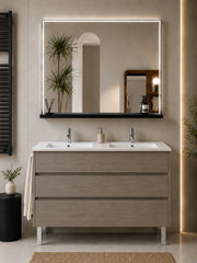 Mobile bagno con lavabo ORIGENBATH IMPERIA senza specchio 120x45 cm doppio lavabo rovere smoky