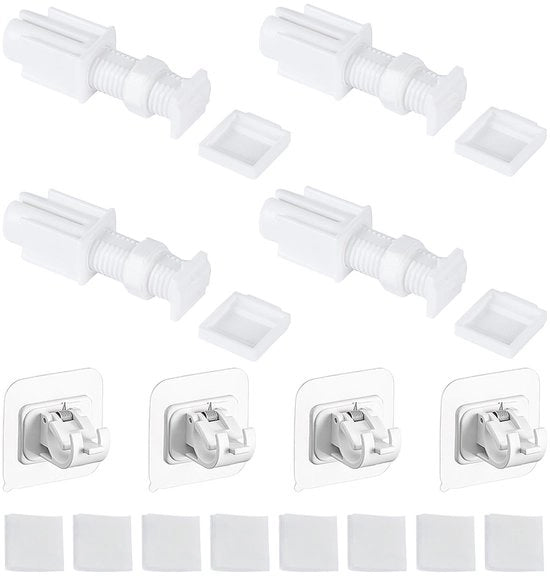Accessori per tende 4 pezzi - Attrezzi per tende - Accessori per tende - Installazione senza forare - Materiale in plastica duraturo - Dimensioni 9,3x2,4 cm