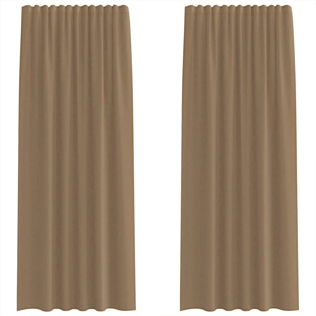 vidaXL Tende in Voile con Tasche per Aste 2 pz Marrone Chiaro