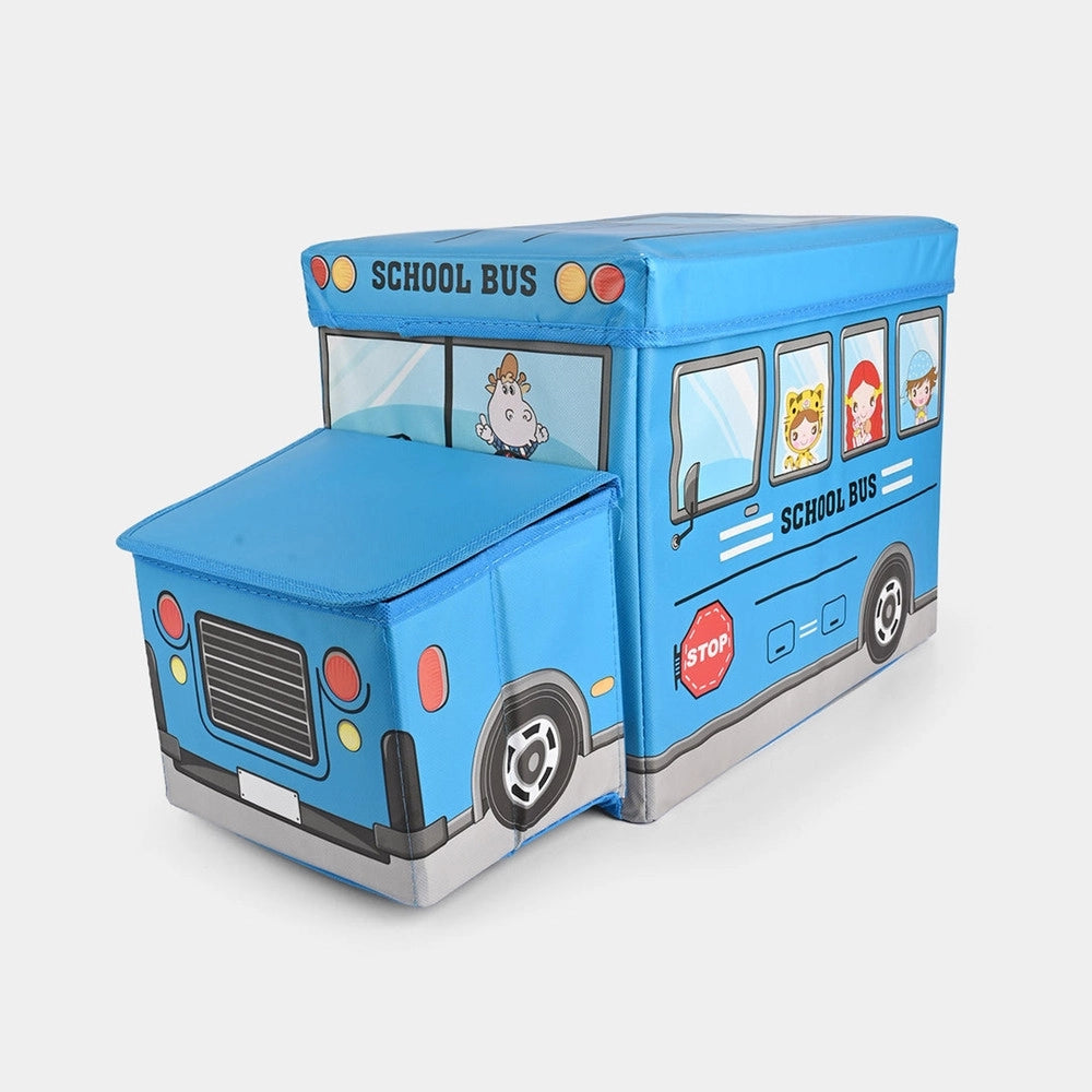 Trade Shop - Scatola Portaoggetti Salvaspazio Ripiegabile A Forma Di Scuolabus Per Giocattoli Bambini -