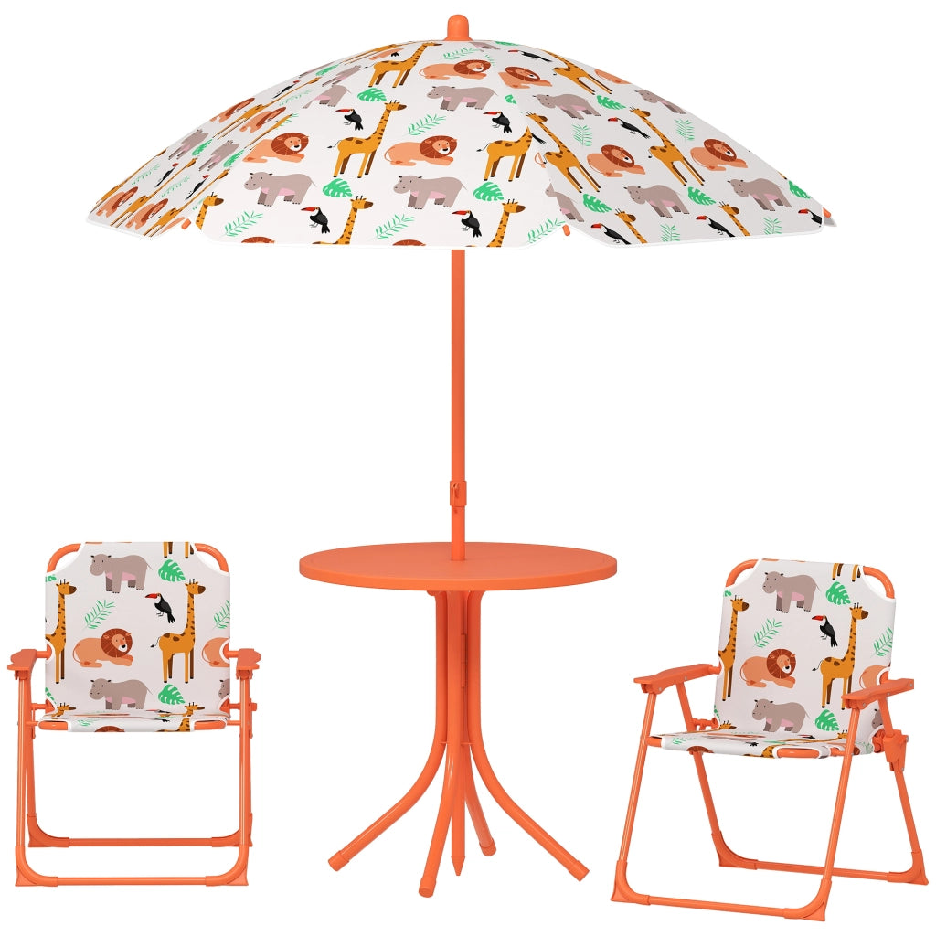 Set da Giardino per Bambini Tavolo da Picnic con Ombrellone Arancione