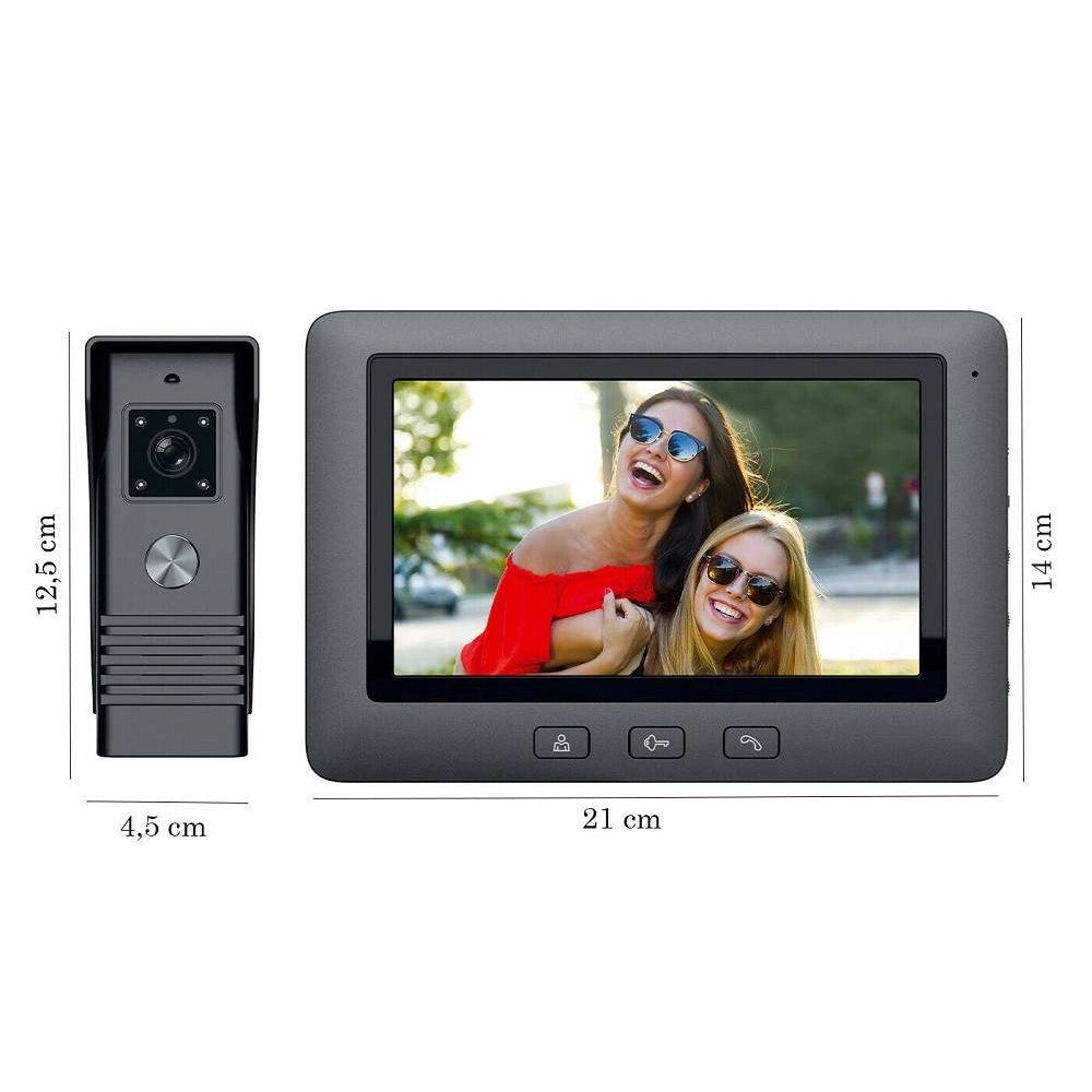 Trade Shop - Kit Videocitofono Monofamiliare Monitor 7'' Telecamera Apriporta Rlc07 -