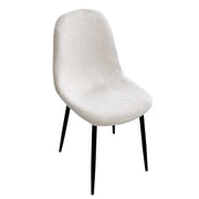 SEDIA IMBOTTITA TEDDY IN TESSUTO BIANCO CON GAMBE NERE 44X48X88 CM