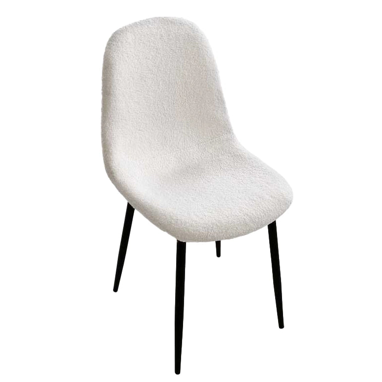 SEDIA IMBOTTITA TEDDY IN TESSUTO BIANCO CON GAMBE NERE 44X48X88 CM