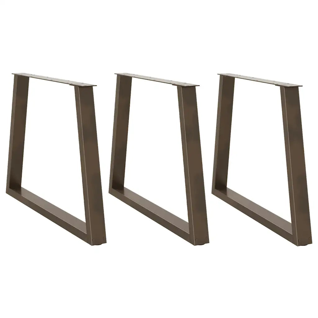 Gambe per tavolo da pranzo a forma di V 3 pz in acciaio naturale 90x(72-73,3) cm