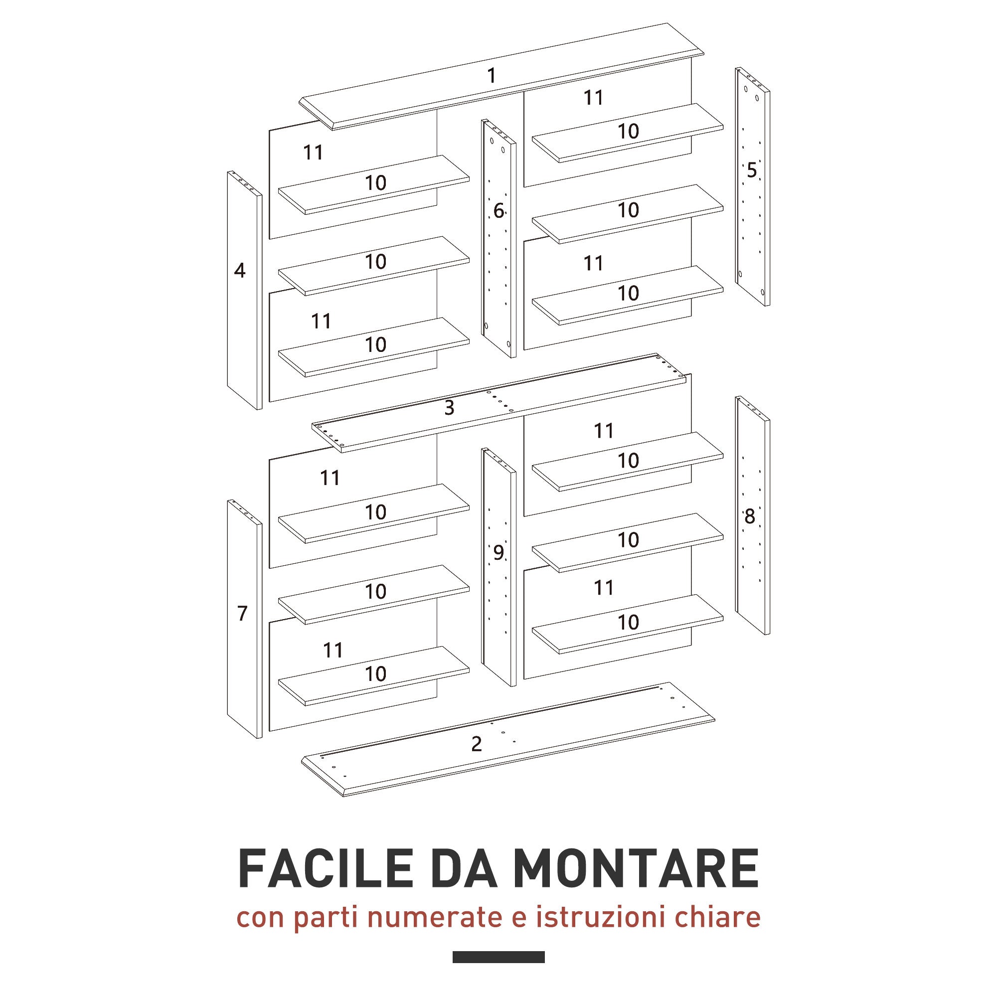 Mobile Libreria Porta CD 106,5x24x126,3 cm a 16 Ripiani Design Moderno in Legno Bianco