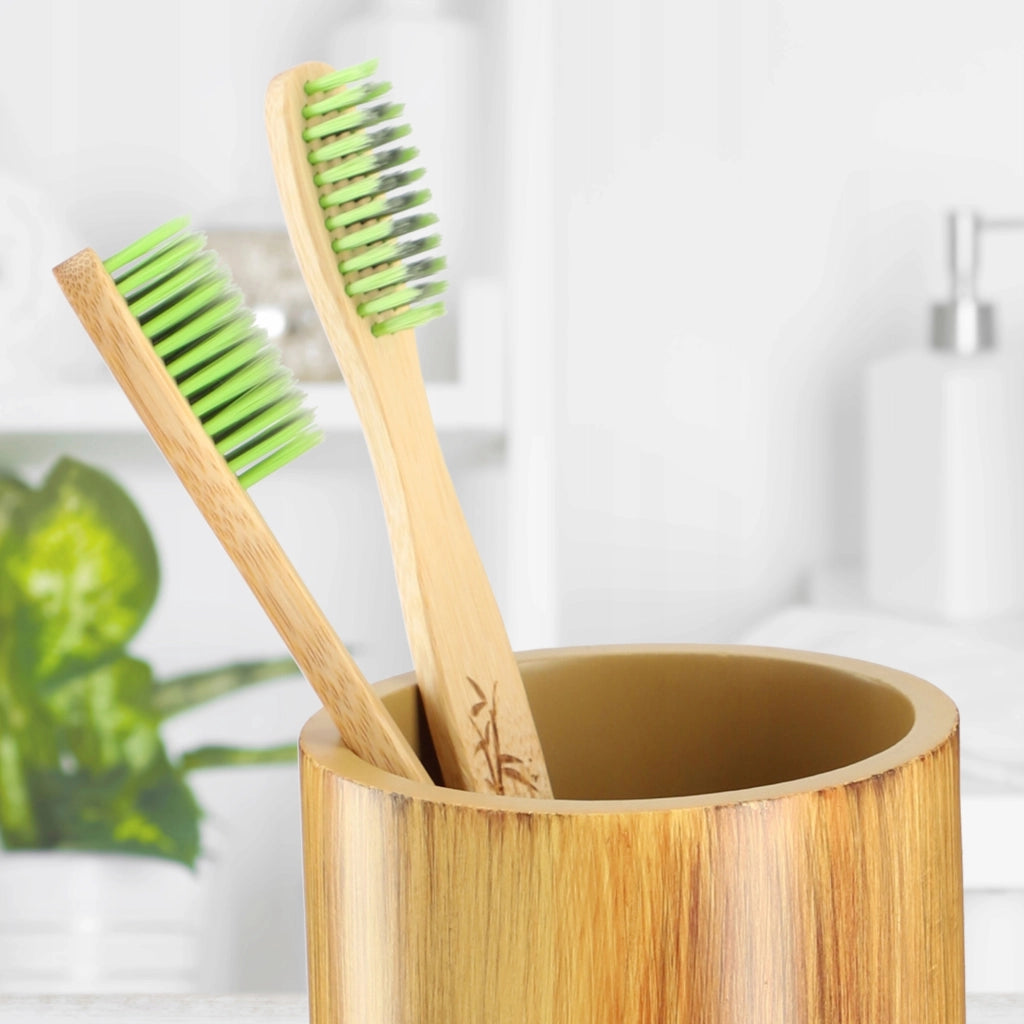 Set da bagno KADAX con dispenser di sapone per WC e bicchiere, colore marrone, set 2 in 1.