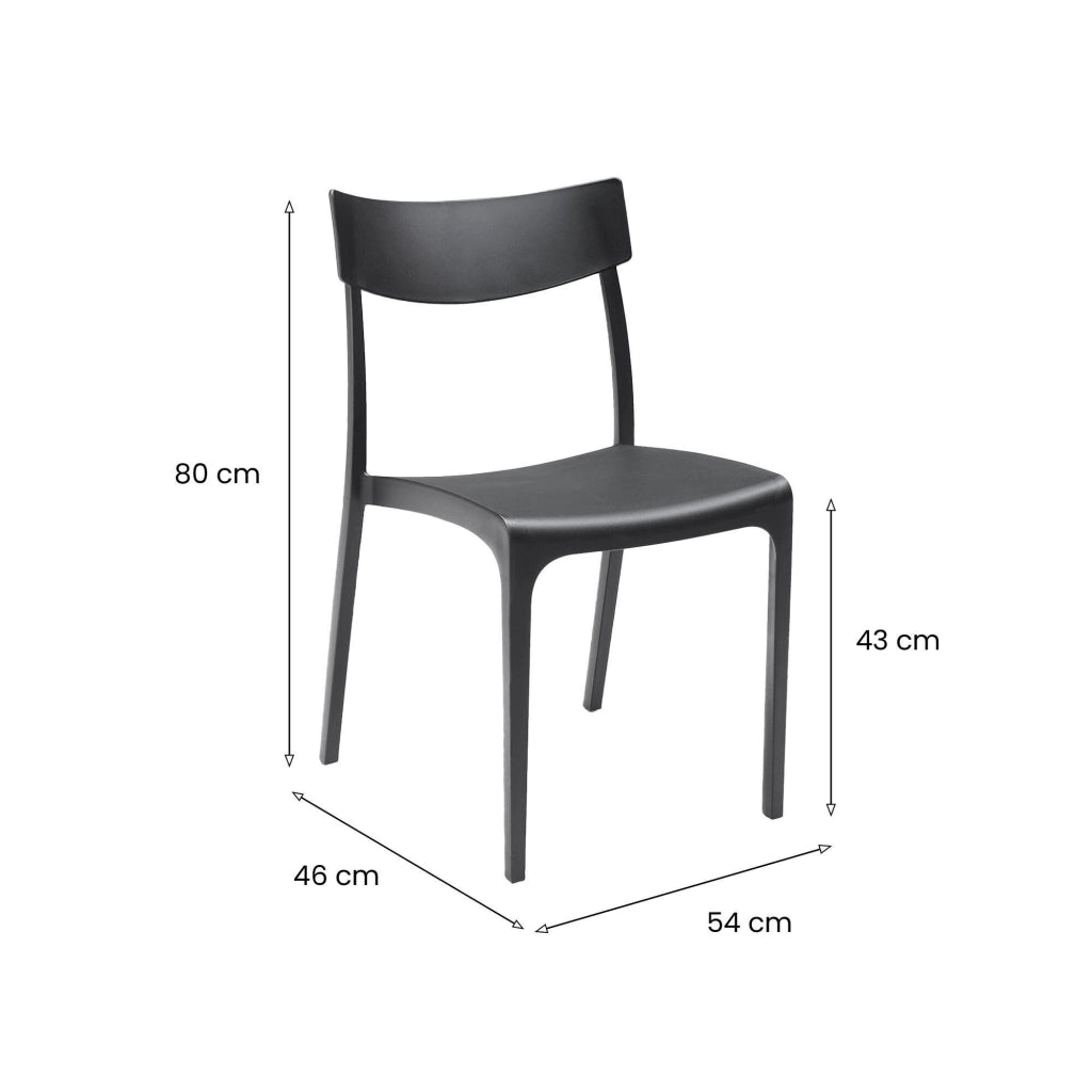 Sedia da esterno Lupia, Seggiola da giardino, Seduta outdoor multiuso, Panchina da giardino, Made in Italy, 54x46 h80 cm, Antracite