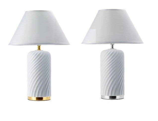 1 Pezzo Lampada da Appoggio con Base in Ceramica Edie 43 cm 2 Colori