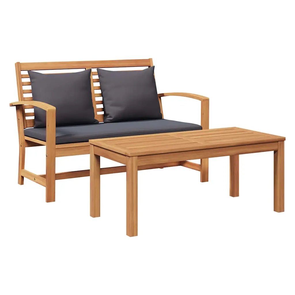 Sedia da giardino-Panchina con cuscino Marrone e grigio scuro 110 x 66 x 76 cm