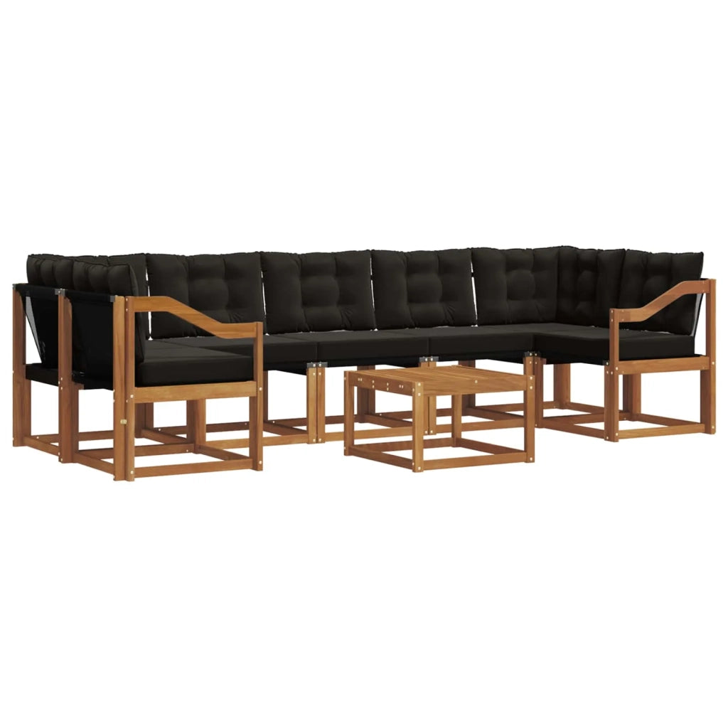 Set di divani da esterno con cuscino 8 pcs Naturale e Nero 3368507