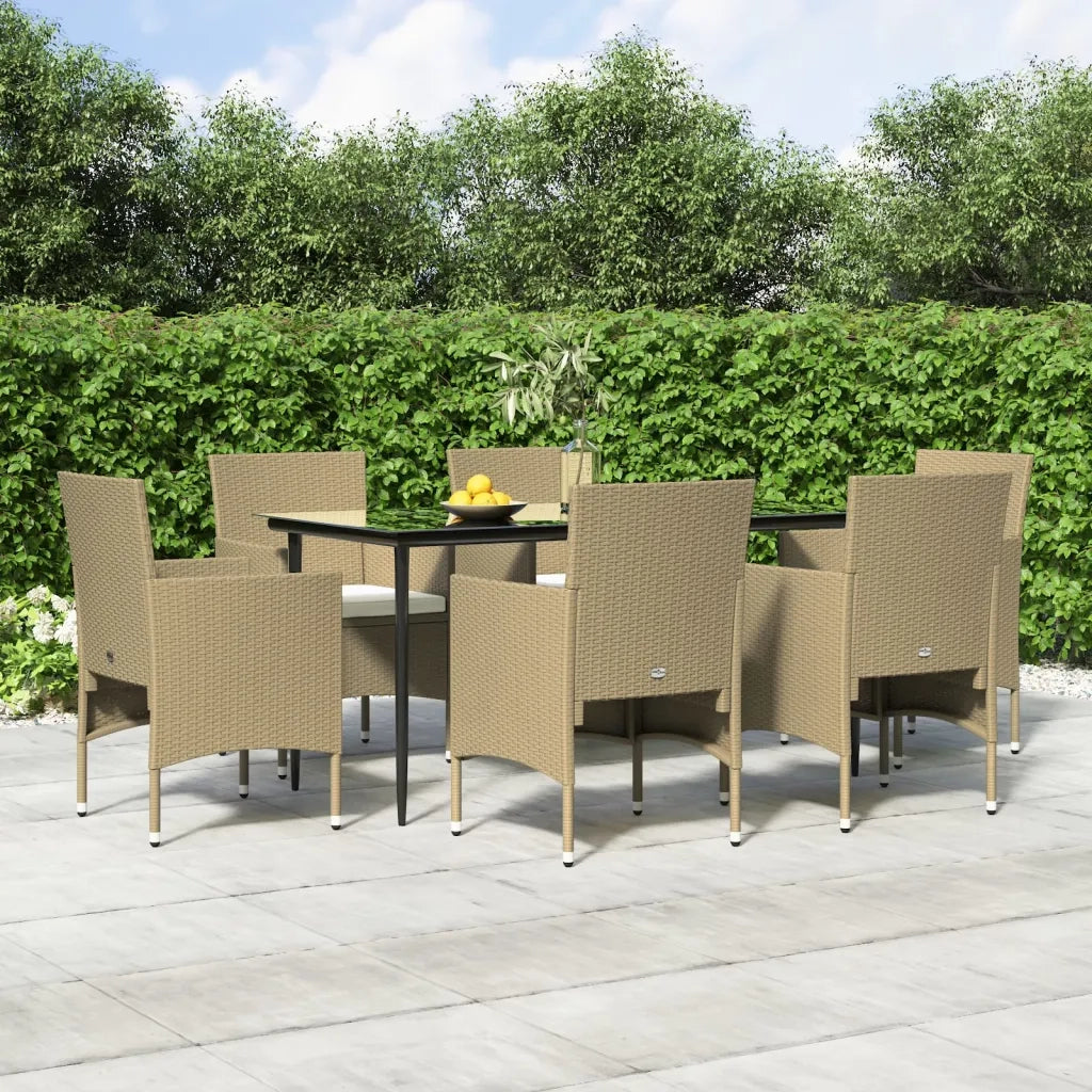 Set da Pranzo da Giardino 7 pz con Cuscini Beige e Nero cod mxl 40047