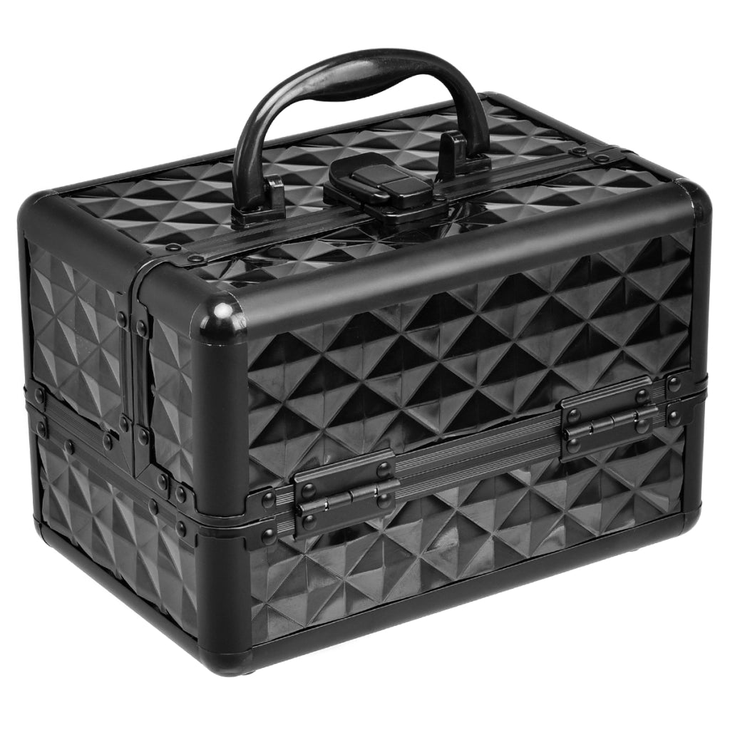 Caso cosmetico professionale con specchio Cosmetici caso del treno multiuso 23x15x18cm Nero-Armadietti per gioielli