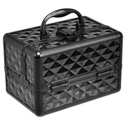 Caso cosmetico professionale con specchio Cosmetici caso del treno multiuso 23x15x18cm Nero-Armadietti per gioielli