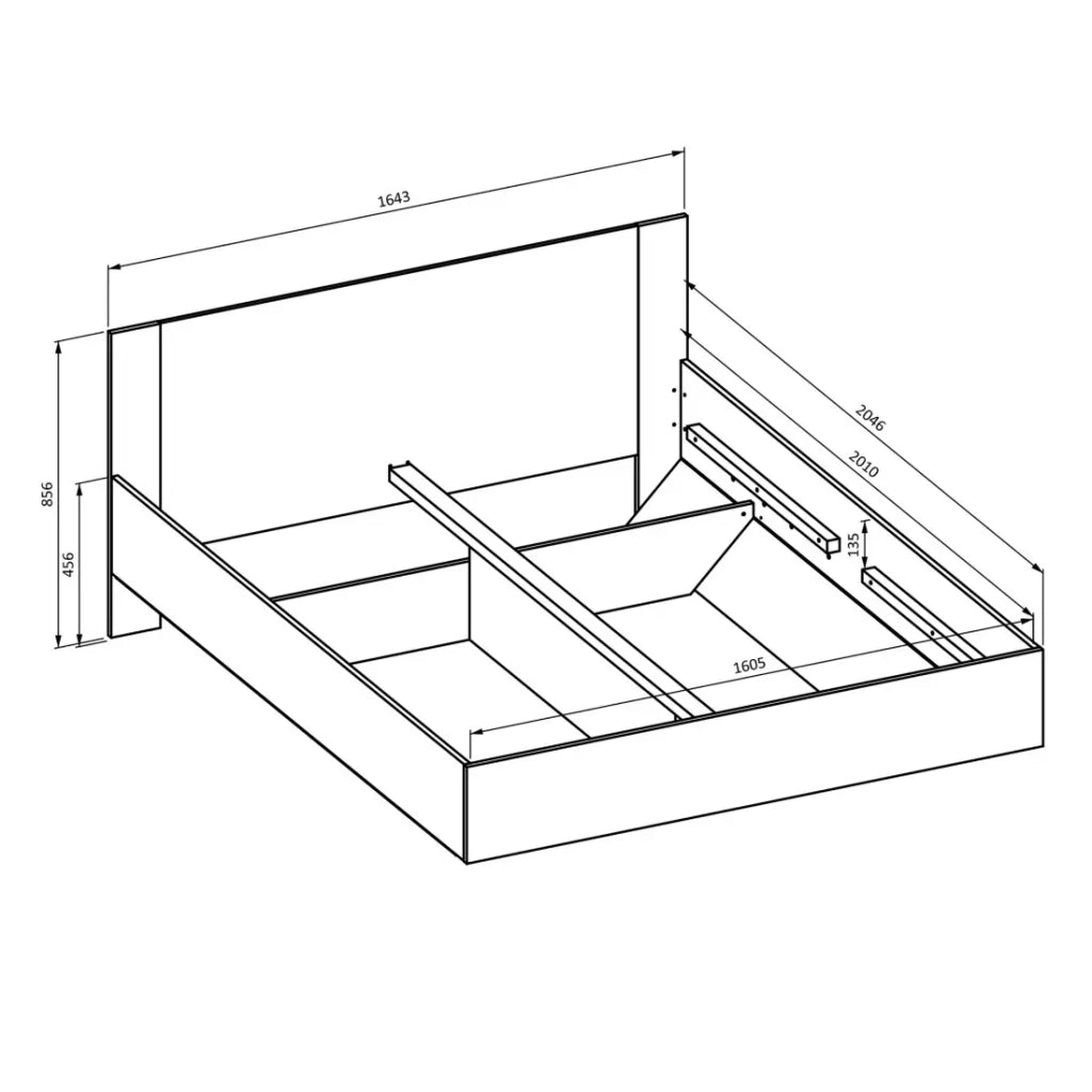 Letto VERTIGO – 160x200 cm – Quercia selvatica e beige sabbia – Senza rete – Piede del letto design