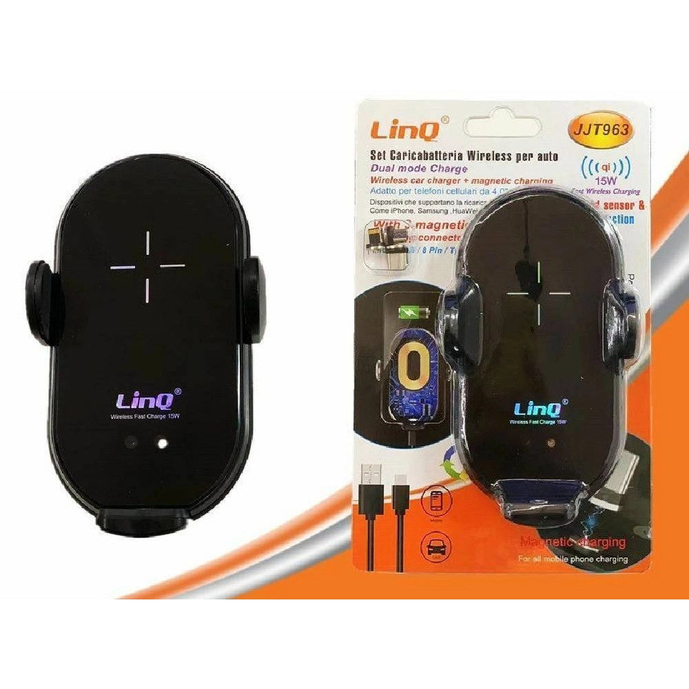 Trade Shop - Set Caricabatteria Wireless Per Auto 15w Smartphone 3 Connettori Magnetici Jjt963 -