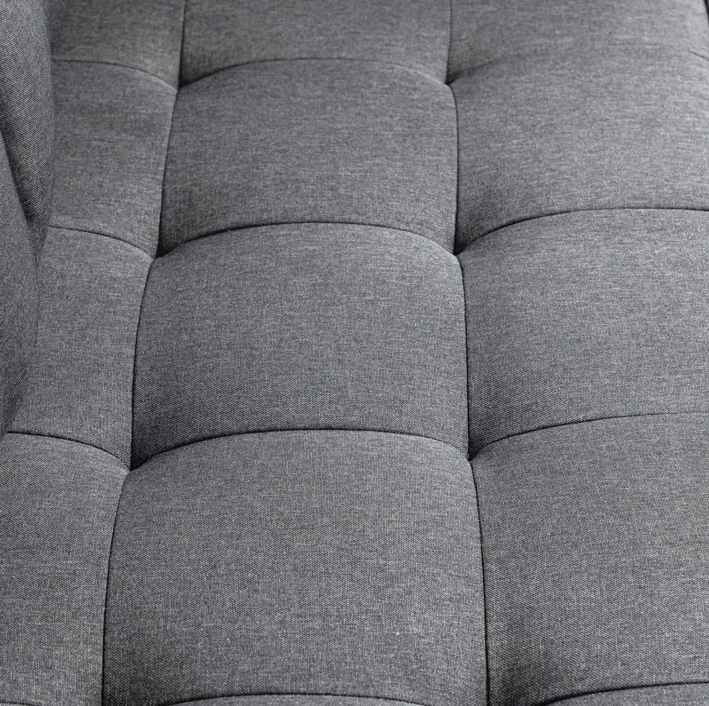 Divano letto 147.5x75x85 cm trasformabile in letto; struttura in legno e poliestere; grigio