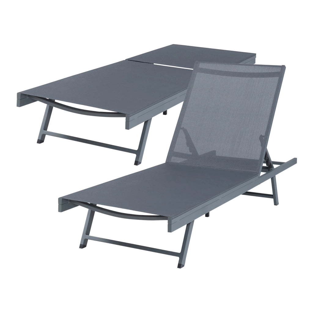 Set Baragiano di Tavolino e 2 Lettini Prendisole - Antracite/Grigio casa.pro