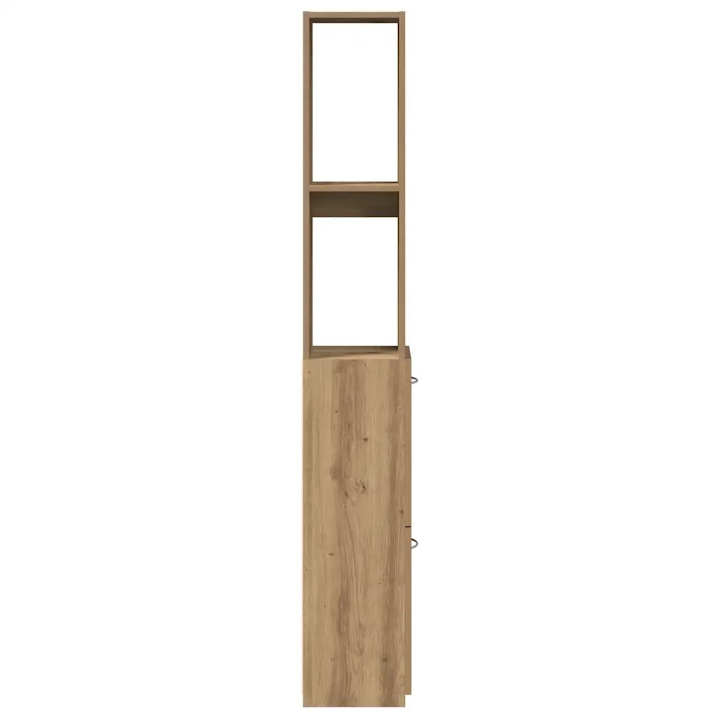 Mobiletto da bagno in rovere lavorato a mano con ampio spazio contenitivo e finitura liscia 25 x 25 x 170 cm legno di rovere composito 02_0050898