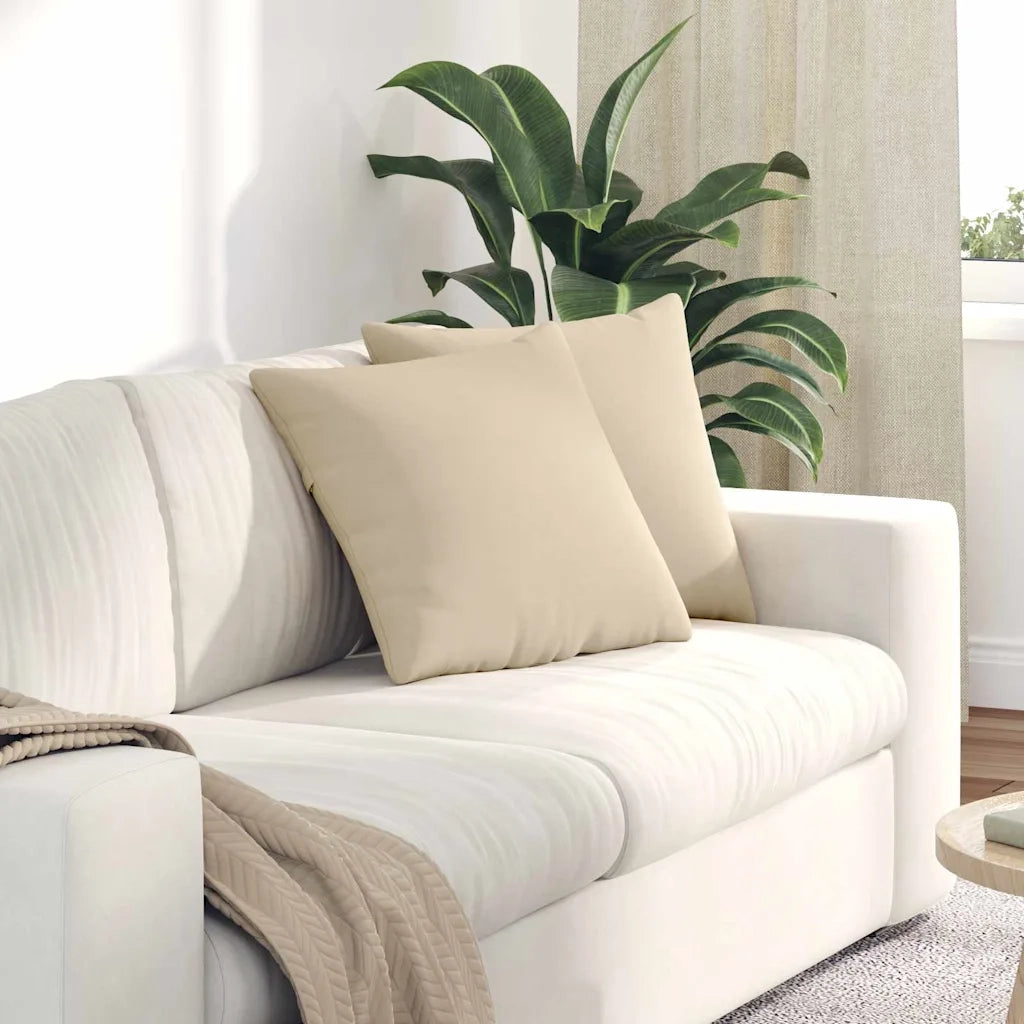 Cuscini da Divano 2 pz-Set di 2 Cuscini per Sofa Crema 45 x 45 cm Tessuto 139522