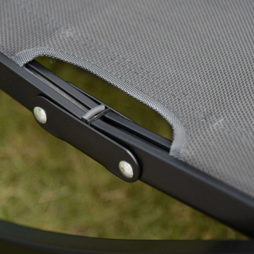 Set lounge da giardino a 2 posti pieghevole in alluminio e texteline dark grey