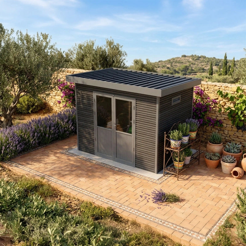 Casetta da giardino in legno composito Onyx 32 - 6m² - Grigio