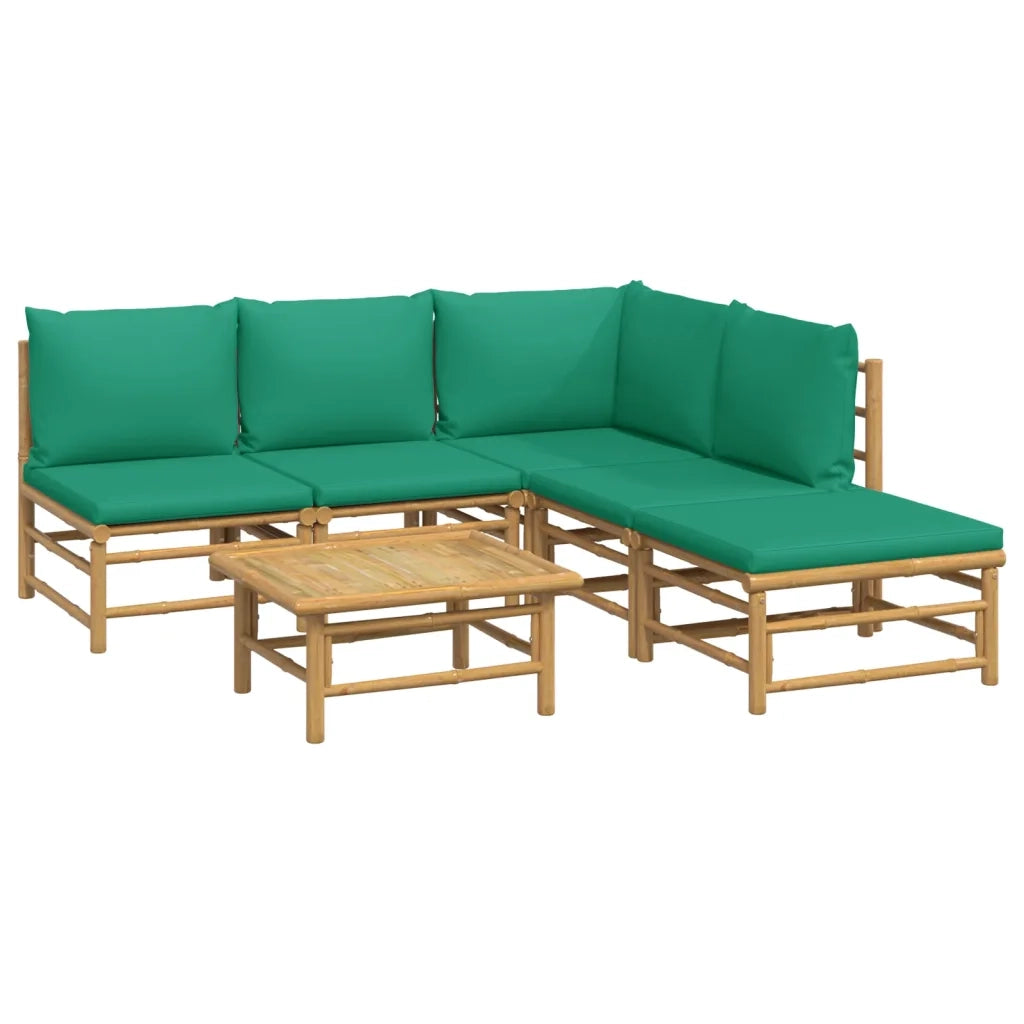 Set Salotto da Giardino 6pz con Cuscini Verdi BambÃ¹cod mxl 124201