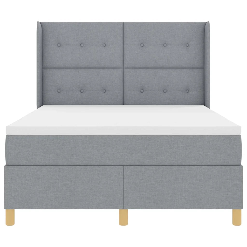 Letto a Molle con materasso Grigio chiaro 140 x 200 cm Tessuto
