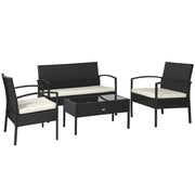 Set da Giardino 4 Pezzi in Rattan PE ¨C zephmum ¨C Nero e Crema