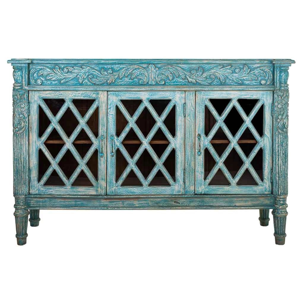 Credenza in legno blu 148x44x100