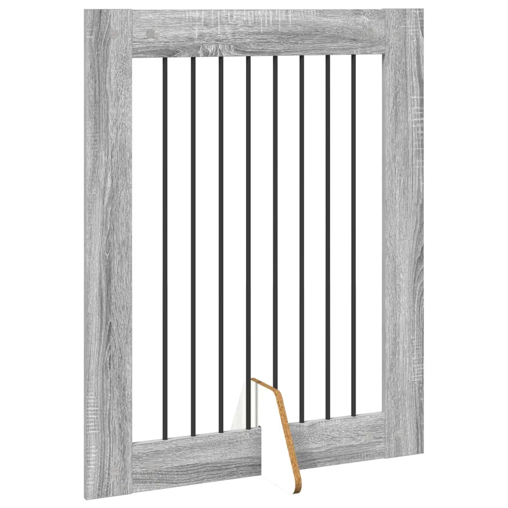 Cancello per cani con supporti 4 pz Grigio Sonoma 80 x 100 cm CFW4554308