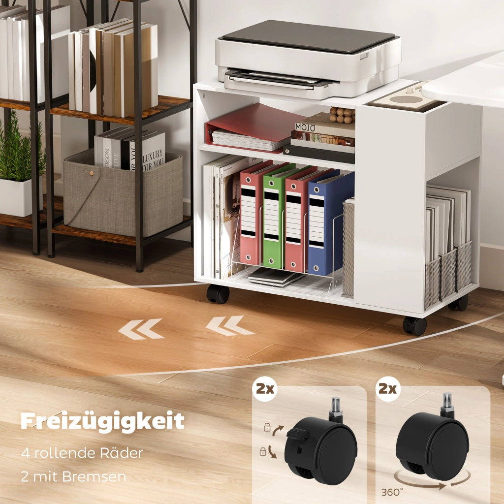 Mobile Porta Stampante con Ripiani e Scomparto ¨C Xylo ¨C Bianco 70x34x60 cm