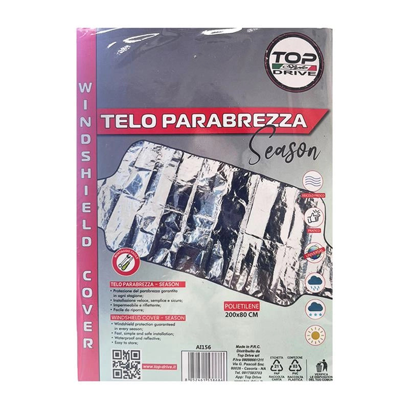 TELO COPRI PARABREZZA PER OGNI STAGIONE INSTALLAZIONE VELOCE E SEMPLICE IMPERMEABILE RIFLETTENTE IN POLIETILENE 200X80 CM