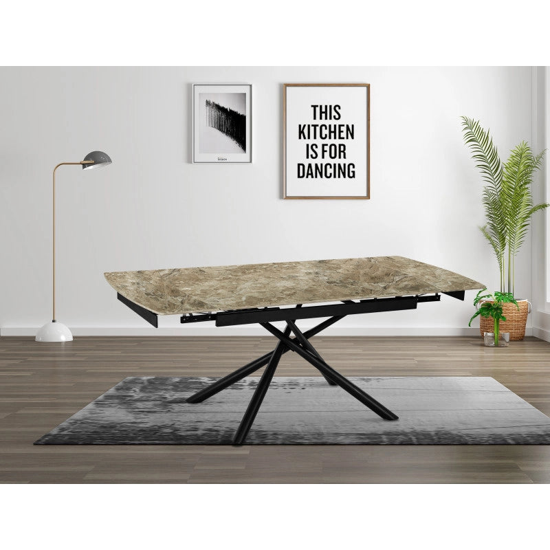 Tavolo Helsinki 140(200)*90*76 Top In Ceramica Amica Marrone Lucido