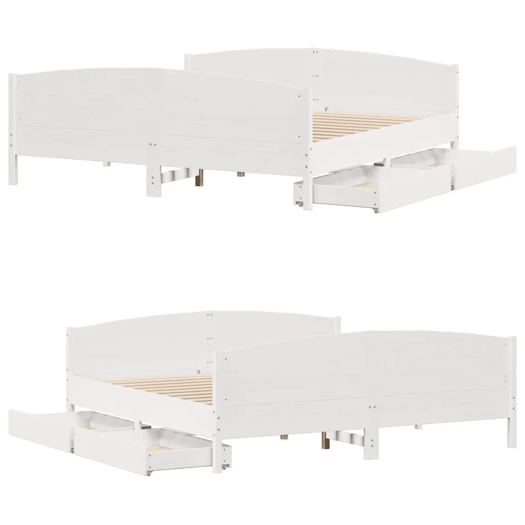 Letto senza Materasso Bianco 160x200 cm Legno Massello di Pino 3301783