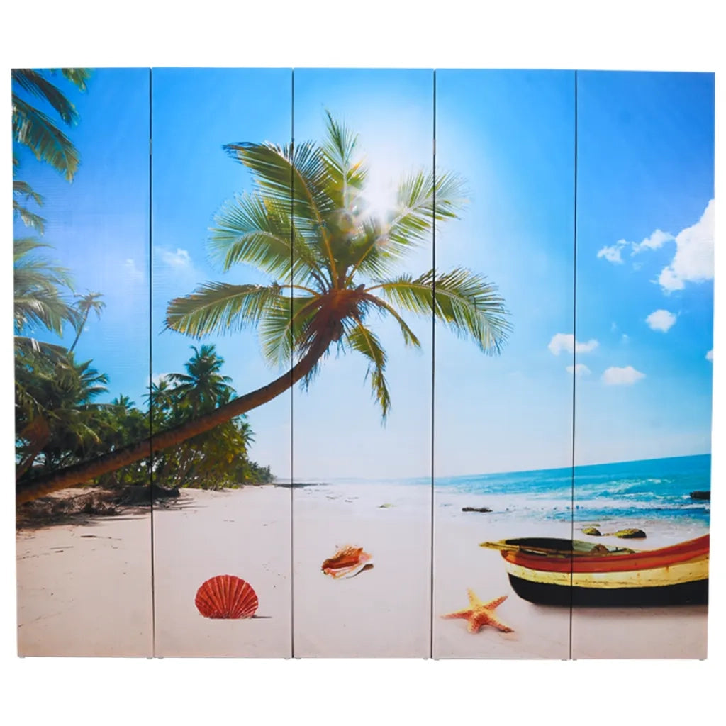 Divisorio Ambienti | Divider per stanze | Paravento Pieghevole 200x170 cm con Stampa Spiaggia