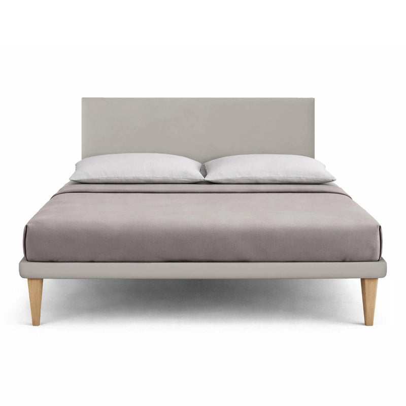Letto imbottito Letto Matrimoniale alla Francese 140x200 cm Flat - Similpelle,Tortora,Con rete