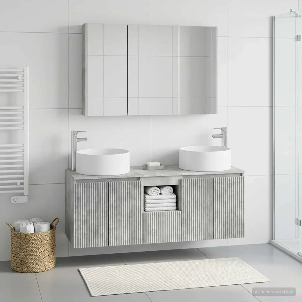 Set di Armadi da Bagno 4 pcs Grigio Cemento 3406586
