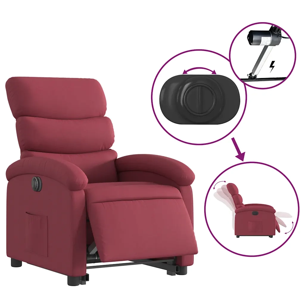 Poltrona Alzapersona Reclinabile Elettrica Rosso Vino Tessuto 3204005