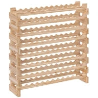 Portabottiglie in Legno di Pino, Cantinetta Vini con 8 Ripiani per 96 Bottiglie, 114x28x113.5 cm, Colore Legno