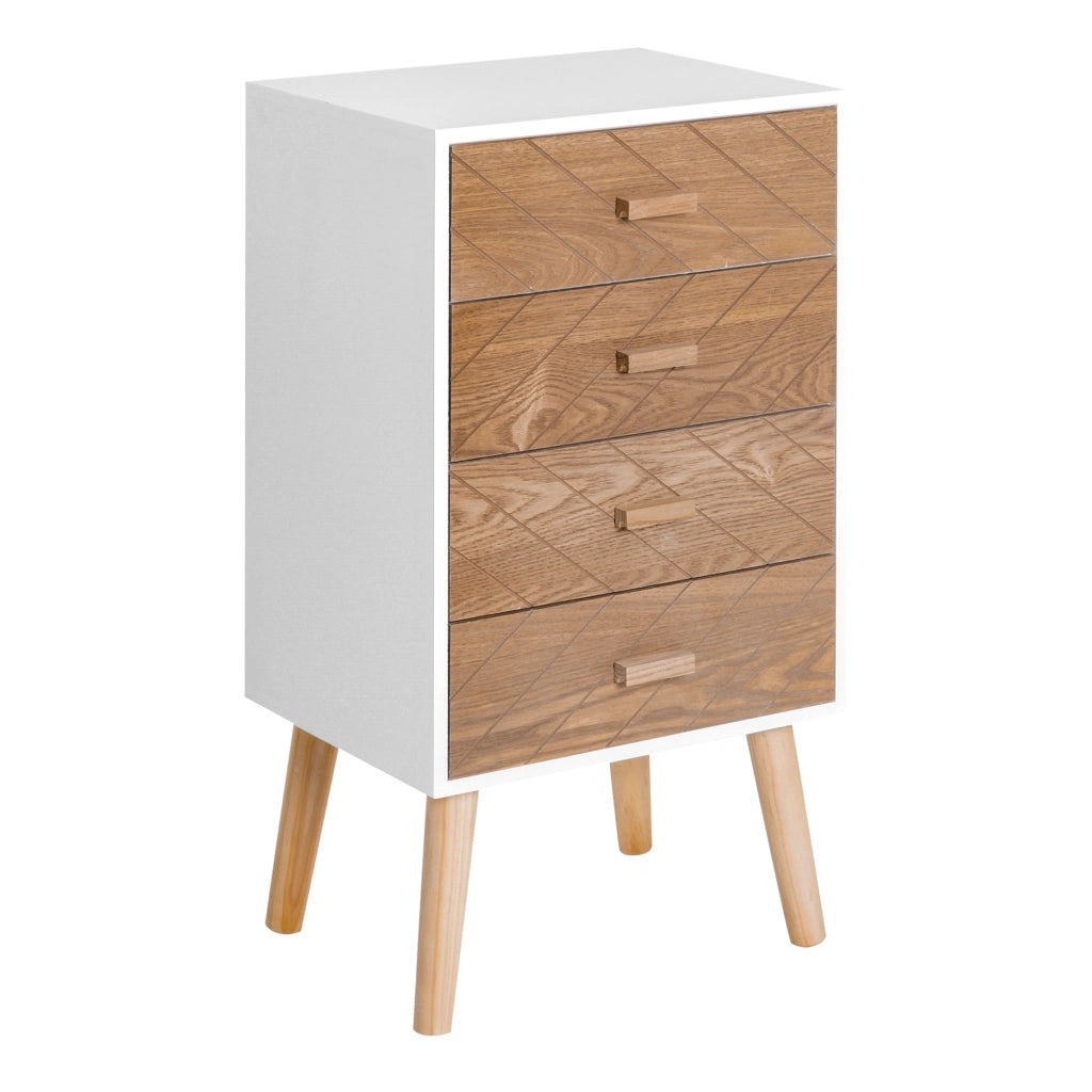 Comodino con 4 Cassetti ¨C Zephmum ¨C Legno Bianco 40x30x75 cm